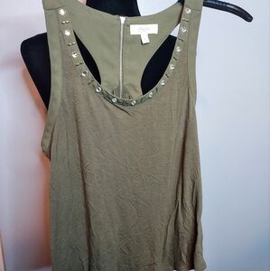 Candies Army Green Tank Top Size Medium Junior Scoop Neckline And Sleeveless